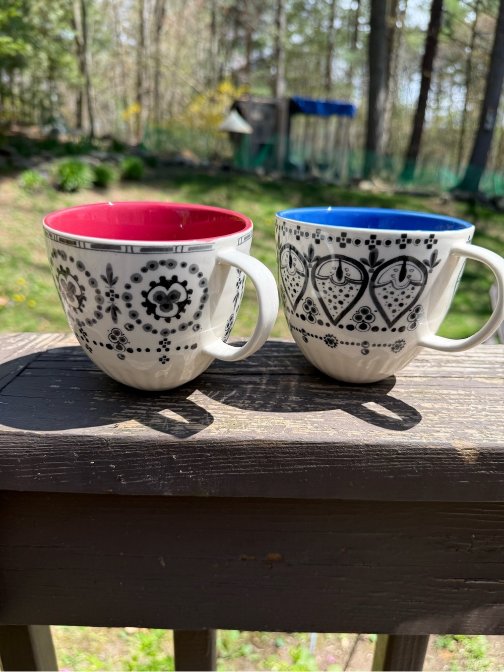 Anthropologie Lina Hand-Painted Stoneware Coffee Mugs- Set of 2 - Picture 2 of 13